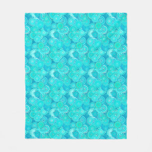 Manta Polar Patrón de remolino fractal, tonos turquesa