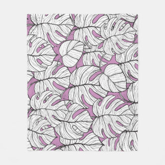 Manta Polar Patrón de repetición de planta de monstera tropica