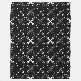 Manta Polar Patrón de resumen de cosechas de color blanco y ne