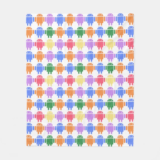 Manta Polar Patrón de robot ilustrado colorido (Anverso)