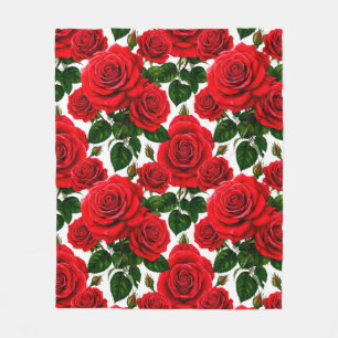Manta Polar Patrón de rosa vibrante con rosas rojas y rosadas