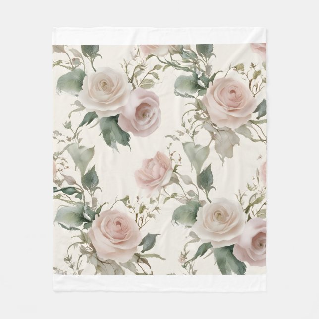 Manta Polar Patrón de Rosas florecientes (Anverso)