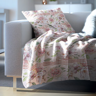 Manta Polar Patrón de rosas rosa pastel vintage