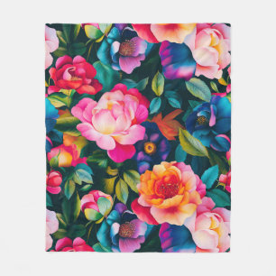 Manta Polar patrón de rosas vibrantes de moda