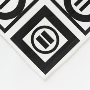 Manta Polar Patrón de Rótulo igual geométrico en blanco y negr
