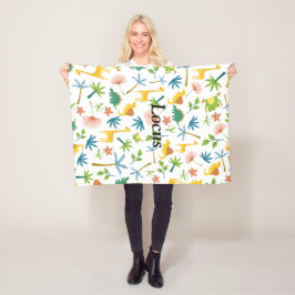 Manta Polar Patrón de safari de color monogramado para el niño