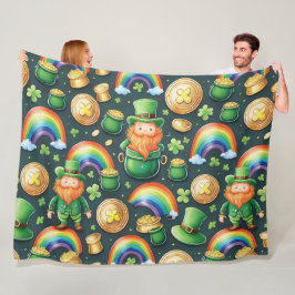 Manta Polar Patrón de San Patricio - leprechauns y oro