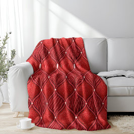 Manta Polar Patrón de San Valentín Rojo Art Deco Glam