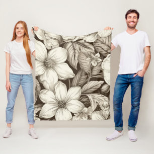 Manta Polar Patrón de Sepia Floral Vintage (6)