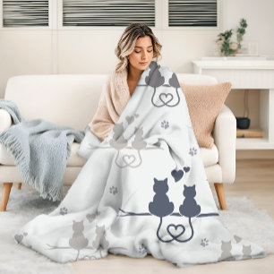 Manta Polar Patrón de silueta animal moderna para gatos con am