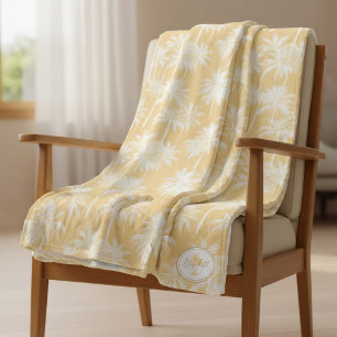 Manta Polar Patrón de silueta de árbol de palmas hawaiano ID10