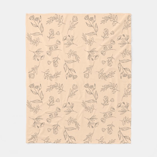 Manta Polar Patrón de silueta de flores (Anverso)