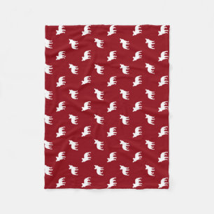 Manta Polar Patrón de siluetas de Bulldog Francés Rojo y Blanc