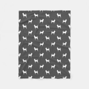 Manta Polar Patrón de siluetas de perro Chihuahua gris y blanc