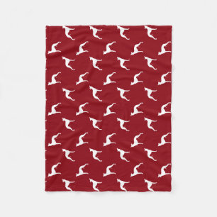 Manta Polar Patrón de Siluetas de Perro Whippet Rojo y Blanco