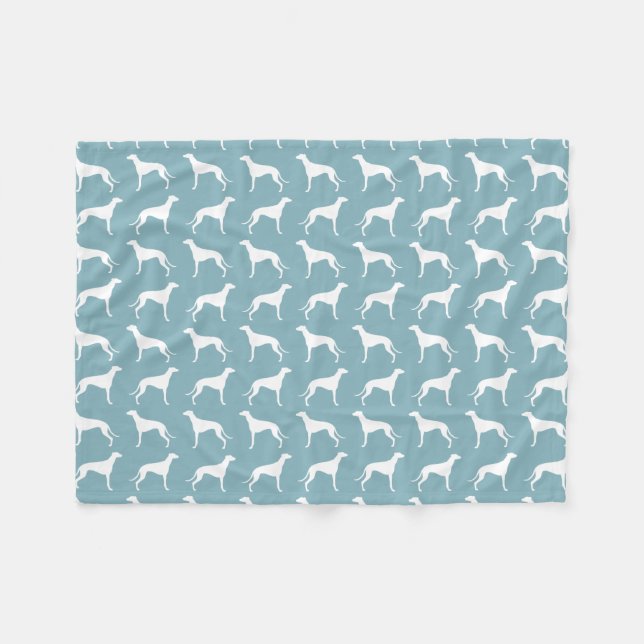 Manta Polar Patrón de siluetas de perros galgo (Frente (Horizontal))