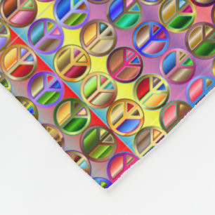 Manta Polar patrón de símbolos de paz multicolor