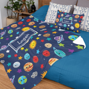 Manta Polar Patrón de sistema solar para niños