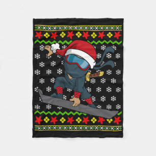 Manta Polar Patrón de suéter de Navidades feos Ninja Sno
