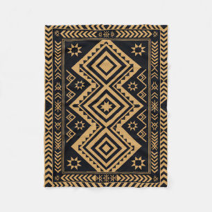 Manta Polar Patrón de Superficie Abstracto Boho Oro Negro