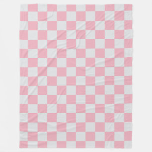 Manta Polar Patrón de tablero de cheques rosados + grises