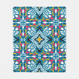 Manta Polar Patrón de Talavera. Papeleo indio. Azulejos portu