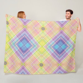 Manta Polar Patrón De Tartán Verde Amarillo Moderno.