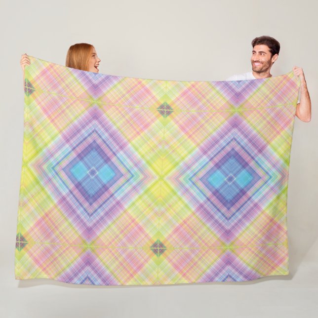 Manta Polar Patrón De Tartán Verde Amarillo Moderno. (In situ)