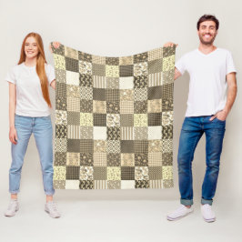 Manta Polar Patrón de tejido de cosecha de color beige marrón