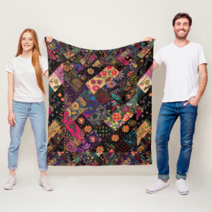 Manta Polar Patrón de tejido floral de inspiración vintage