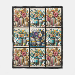 Manta Polar Patrón de tejido floral de inspiración vintage col