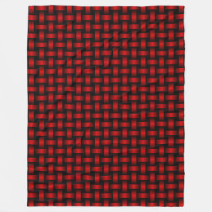 Manta Polar Patrón de Tejido Rojo y Negro