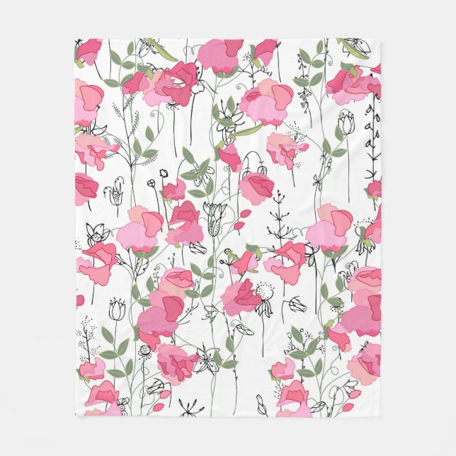 Manta Polar Patrón de temporada sin foco con guisantes dulces. (Anverso)