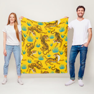 Manta Polar Patrón de tigre asiático dorado