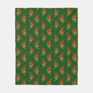 Manta Polar Patrón de tigre con fondo verde