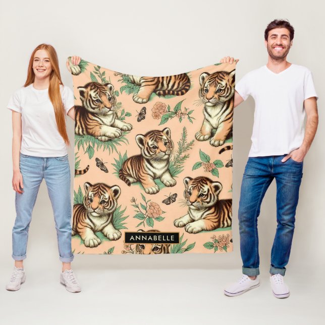 Manta Polar Patrón de tigre de bebé de cosecha blanca (In situ)