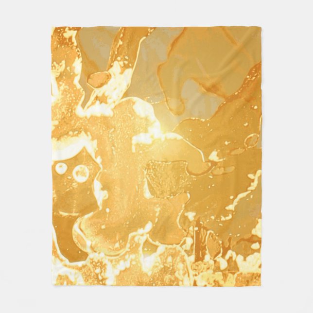 Manta Polar Patrón de tinta de mármol amarillo dorado (Anverso)