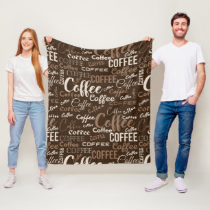 Manta Polar Patrón de tipografía de café vintage (3)