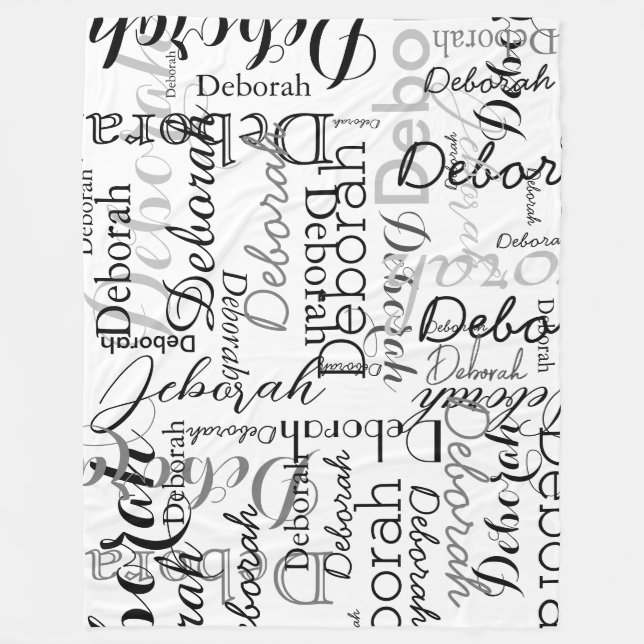 Manta Polar Patrón de tipografía Nombres negros en un blanco (Anverso)