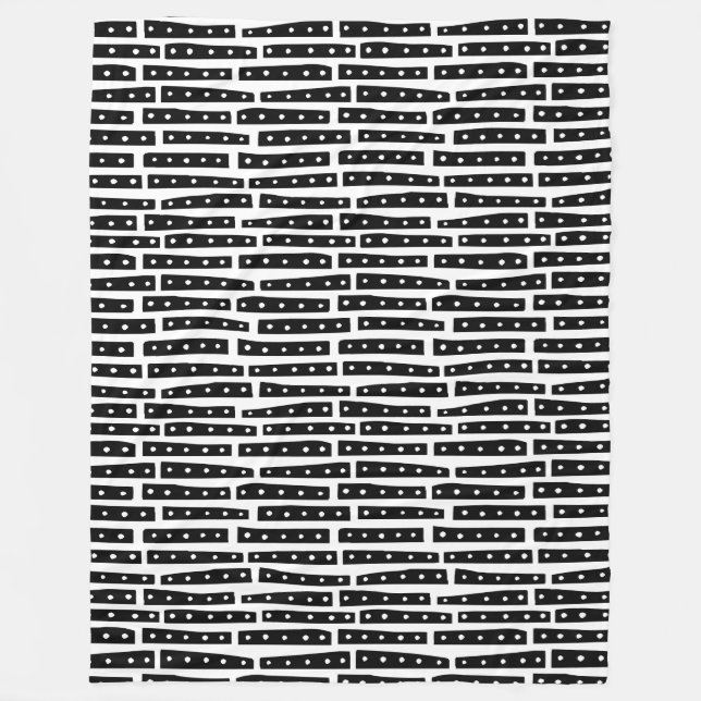 Manta Polar Patrón de tiras abstractas 101119 - Negro sobre bl (Anverso)