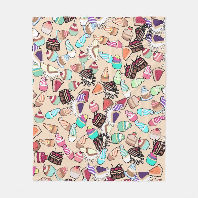 Manta Polar Patrón de torta de doodle sin fisuras. Dibujo de m (Anverso)