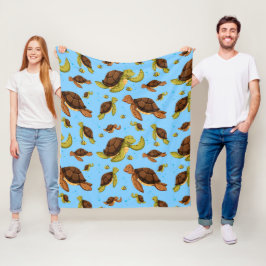 Manta Polar Patrón de tortugas marinas