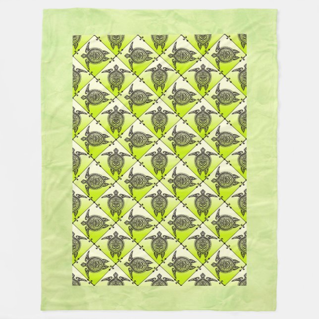 Manta Polar Patrón de tortugas marinas chamánicas - verde (Anverso)
