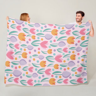 Manta Polar Patrón de tulipanes de primavera