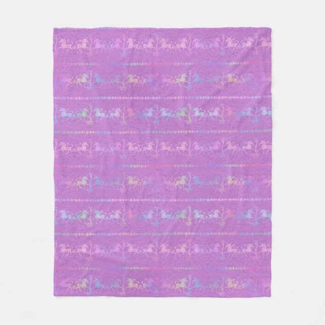 Manta Polar Patrón de Unicornio Bohemio Irisado (Anverso)