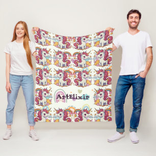 Manta Polar Patrón de Unicornios y Arcos