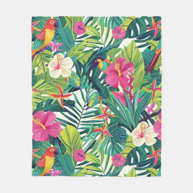 Manta Polar Patrón de vegetación de la floración tropical (Anverso)