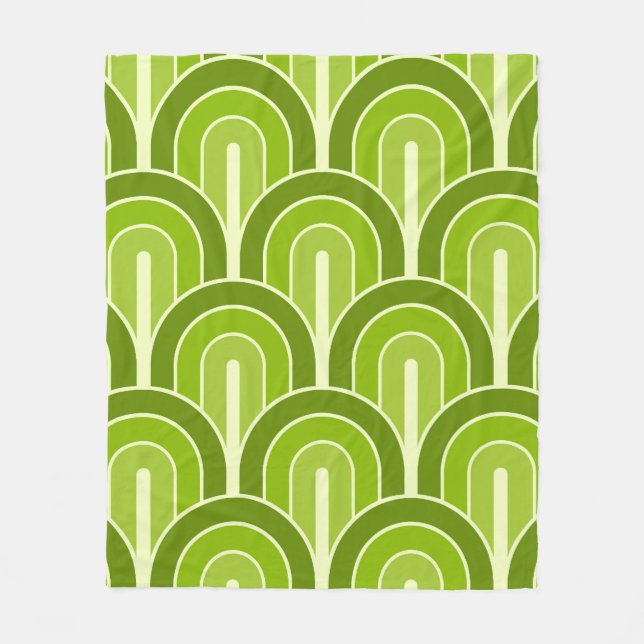 Manta Polar Patrón de ventilador geométrico retro (Anverso)