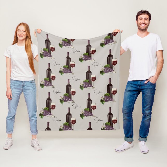 Manta Polar Patrón de vino rojo personalizado (In situ)