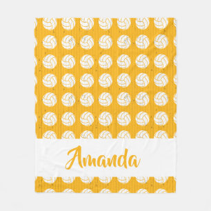 Manta Polar Patrón de voleibol amarillo y blanco